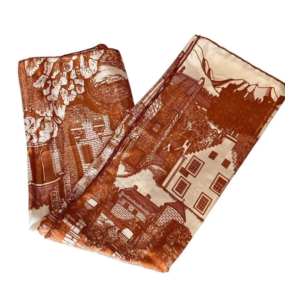 Richard Allan Silk Scarf England Cityscape Cathedral Robert The Bruce Vintage